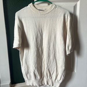 Bachrach Men's Cream Short Sleeve Sweater